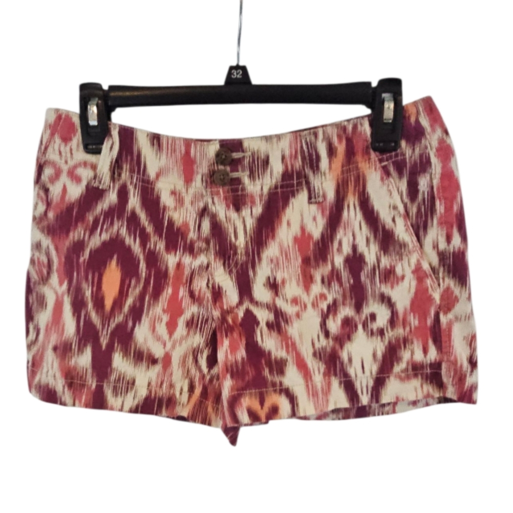 Sonoma High Waist Printed Shorts in Maroon, Cream & Coral